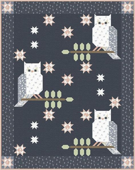 Owl Quilt Pattern Free Applique Templates, Forest Animal Quilt Blocks, Owl Quilts Ideas, Owl Quilt Block Pattern Free, Owl Quilt Block, Forest Animal Quilt, Forest Baby Quilt, Animal Quilt Blocks, Owl Patchwork