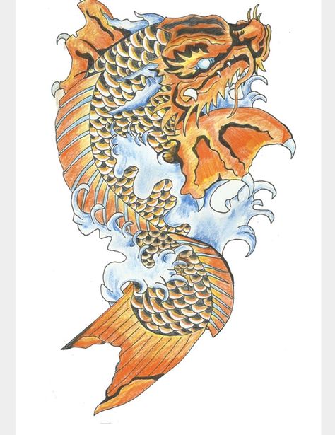 Koi dragon tattoo Koi Fish Dragon Tattoo, Fish Dragon Tattoo, Koi Fish Dragon, Dragon Koi Tattoo Design, Koi Fish Tattoo Meaning, Dragon Koi Fish, Koi Dragon Tattoo, Pixel Tattoo, Karp Koi