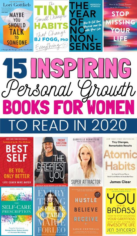 If you’re looking for a little help in the self-love and motivation department, I recommend adding these personal growth books for women to your 2020 reading list. #2020books #selfempowerment #personalgrowth Personal Growth Books Reading Lists, Top Self Help Books For Women, Books For Personal Growth, Empowering Books For Women Reading Lists, Personal Growth Books Women, Books To Help You Find Yourself, 75 Hard Books To Read, Self Love Books For Women, Books On Happiness