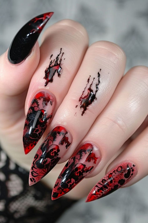 Intricate Nail Designs, Mafia Queen, Wife Nails, Goth Metal, Goth Nails, Glamorous Nails, Mob Wife, Mob Wives, Anime Design