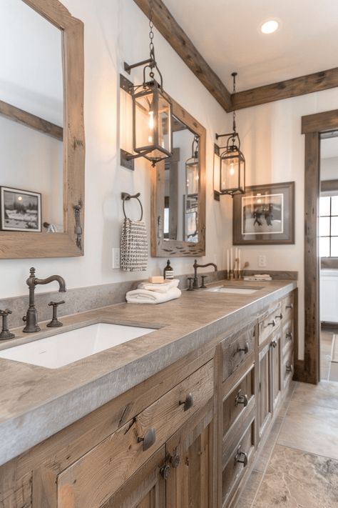 45+ Creative Farmhouse Bathroom Ideas for a Timeless Look Nature, Rustic Bathrooms, Rustic Master Bath, Farmhouse Master Bath, Rustic Farmhouse Bathroom, Farmhouse Bathroom Remodel, Rustic Bathroom Designs, Bathroom Farmhouse Style, Rustic Bathroom Decor