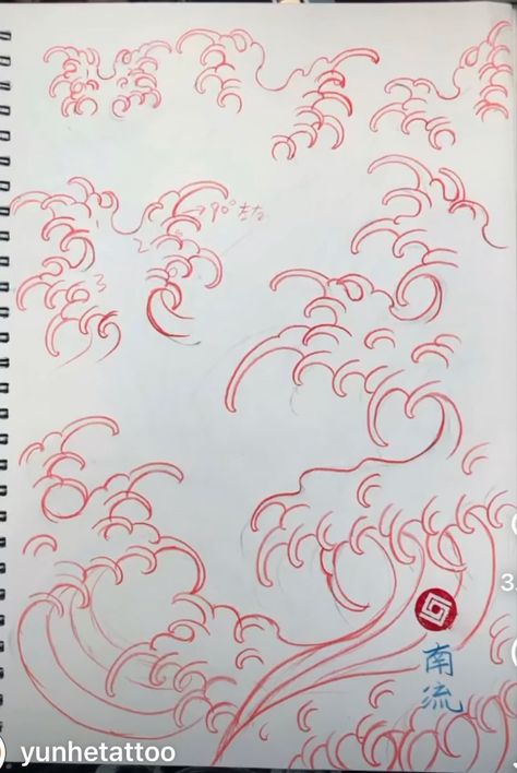 Japanese Tattoo Waves Design, Japanese Tattoo Art Waves, How To Draw Japanese Waves, Japanese Water Drawing, 浪花 Tattoo, Japanese Waves Tattoo Design, Japanese Waves Drawing, Japan Wave Tattoo, Japanese Wave Tattoo Design