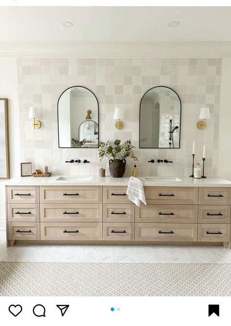 Bathroom Vanity Design Ideas, Vanity Design Ideas, White Oak Cabinets, Oak Bathroom Vanity, Master Bath Vanity, New House Bathroom, Bathroom Vanity Designs, Timeless Bathroom, Oak Bathroom