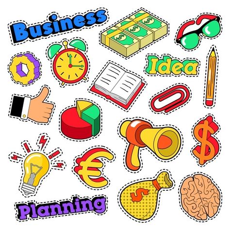 Subject Stickers Free Printable, Economics Stickers, Comic Stickers, Money Illustration, Money Background, Money Stickers, Business Cartoons, Creative School Project Ideas, Vector Doodle