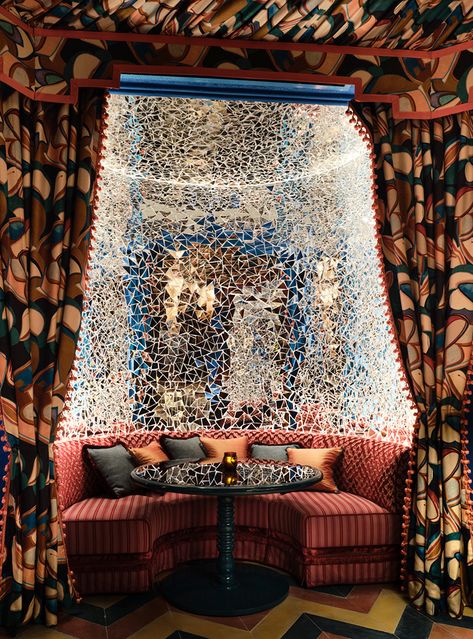 Martin Brudnizki, Private Members Club, Members Club, Lounge Interiors, Nightclub Design, Tent Fabric, Mirror Mosaic, Timeless Luxury, Chic Interior