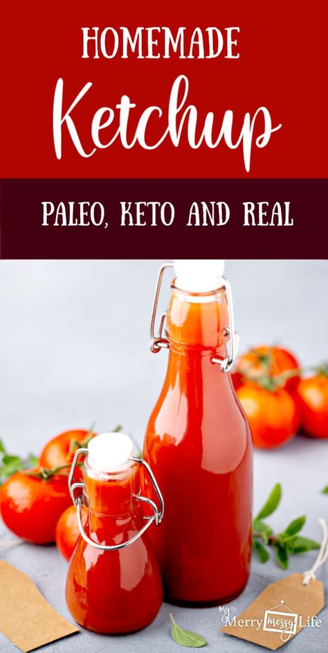 Homemade Ketchup Recipe - Paleo and Keto made with all real food Paleo Ketchup Recipe, Sugar Free Ketchup Recipe, Paleo Ketchup, Homemade Ketchup Recipes, Monkfruit Sweetener, Paleo Sauces, Sugar Free Ketchup, Ketchup Recipe, Healthy Sauces