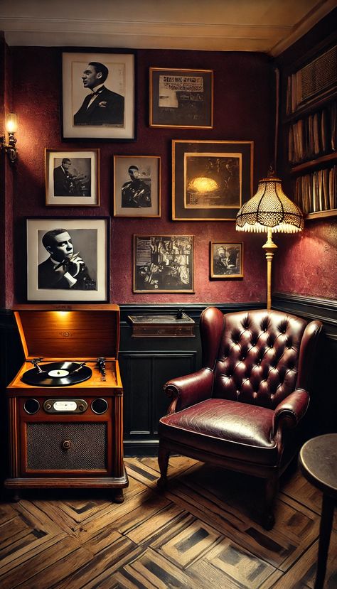 17+ Speakeasy Decor Ideas to Transform Your Space into a Secret Getaway 🍸🕵️‍♂️ Art Deco Lounge Bar, Home Speakeasy Bar Luxe, Library And Music Room Ideas, 1920 Room Decor, Speakeasy Style Bar, Diy Speakeasy Basement, Art Deco Jazz Club, Peaky Blinders Bar Ideas, Old Money Whiskey Room