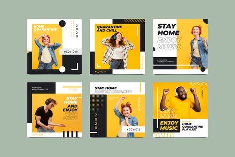 Stay at home event instagram post collec... | Free Vector #Freepik #freevector #instagram #home #event #safety Messages Instagram, Mises En Page Design Graphique, Poster Graphic Design, Graphisches Design, Desain Editorial, Instagram Template Design, Instagram Grid, 카드 디자인, Instagram Layout