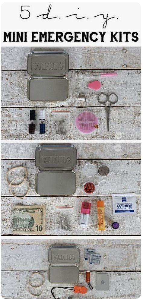 5 Emergency kits to make using an Altoids tin Sewing Kit Gift, Mini Emergency Kit, Mint Tin Crafts, Survival Kit Gifts, Altoids Tin, Altoids Tins, Emergency Preparedness Kit, Altered Tins, Mint Tins