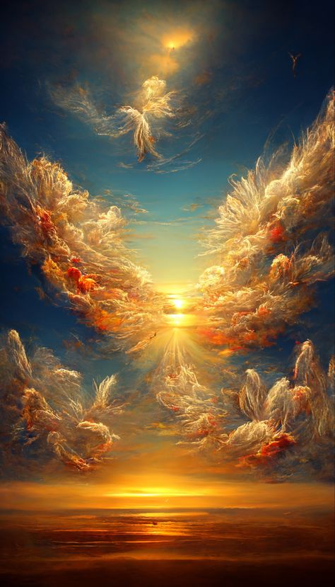 Heaven stillife, sunrise in paradise, pastel colors, pearl color, many angels in sky Guardian Angel Pictures, Hd Sky, Heaven Images, Heaven Pictures, Heaven Painting, Greek Goddess Art, Heaven Wallpaper, Fantasy Angel, Angel Clouds