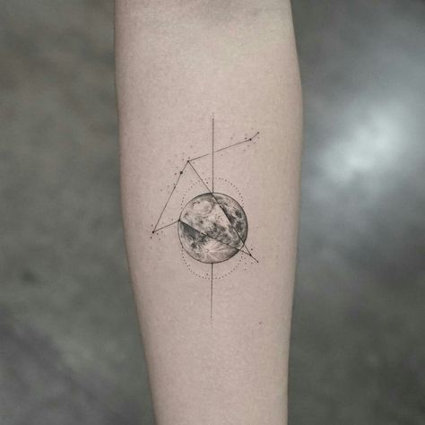 mr.k #bangbangnyc Aquila Constellation, Moon Tattoo Ideas, Leo Constellation Tattoo, Tattoo Moon, K Tattoo, Constellation Tattoo, Dot Tattoos, Octopus Tattoo, Detailed Tattoo