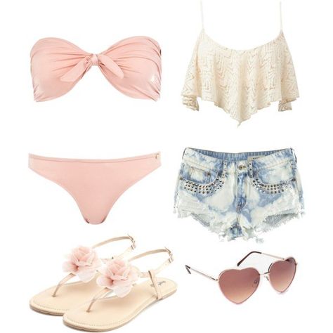 Lovely Outfit Combination for Beach Beach Outfits Polyvore, Outfits Polyvore, Hot Swimwear, Beach Outfits, Traje Casual, Pretty Designs, Outfit Combinations, Beach Fun, Polyvore Outfits