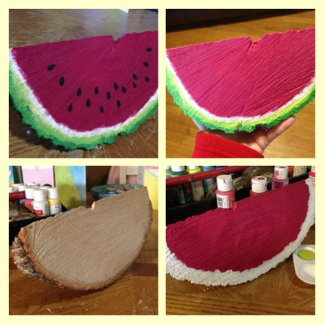 Watermelon Wood Blocks, Watermelon Porch Decor, Watermelon Wood Crafts, Wood Watermelon Slice, Wood Crafts Summer, Watermelon Painting, Watermelon Crafts, Summertime Crafts, Watermelon Decor