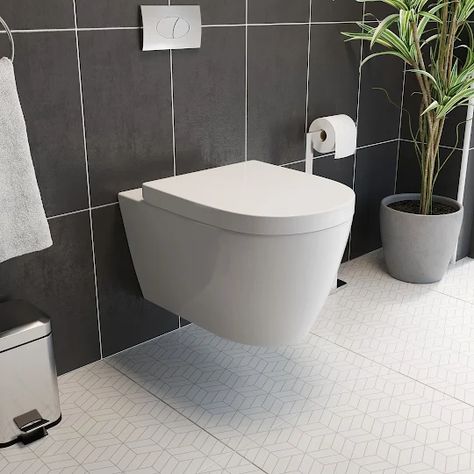 affine-bordeaux-wall-hung-toilet-soft-close-seat Modern Toilets, Wall Toilet, Traditional Toilets, Concealed Cistern, Modern Toilet, New Toilet, Back To Wall Toilets, Wall Hung Toilet, Water Saving