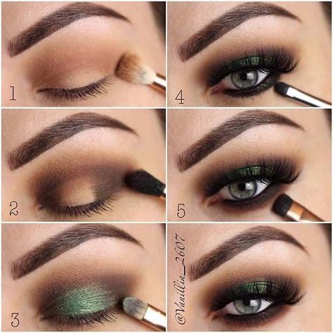 Step By Step Makeup Tutorial, Green Eye Makeup, Step By Step Makeup, Makeup Morphe, Fashion Make Up, Makeup Tutorial Step By Step, Smink Inspiration, Eye Makeup Steps, Green Eye