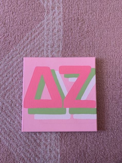 Sorority Canvas Kappa Delta, Zeta Canvas Ideas, Sorority Canvas Sigma Kappa, Small Sorority Canvas, Zeta Canvas Painting, Dz Canvas Painting, Sorority Canvas Paintings Delta Zeta, Delta Gamma Paintings Canvases, Kappa Delta Art