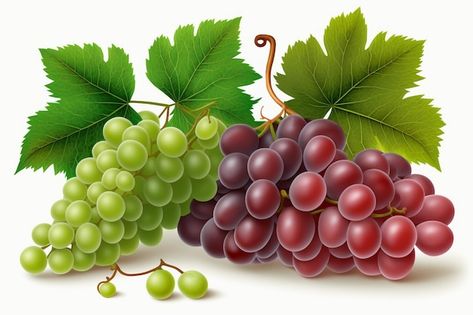 Uvas verdes y rojas sobre un fondo blanc... | Premium Photo #Freepik #photo #uva-verde #uva #racimo-uva #hoja-uva Recipe Book Covers, Recipe Scrapbook, Food Clipart, Plant Vector, Vector Graphics Design, Fruit Painting, Purple Grapes, Red Grapes, Fruits And Vegetables