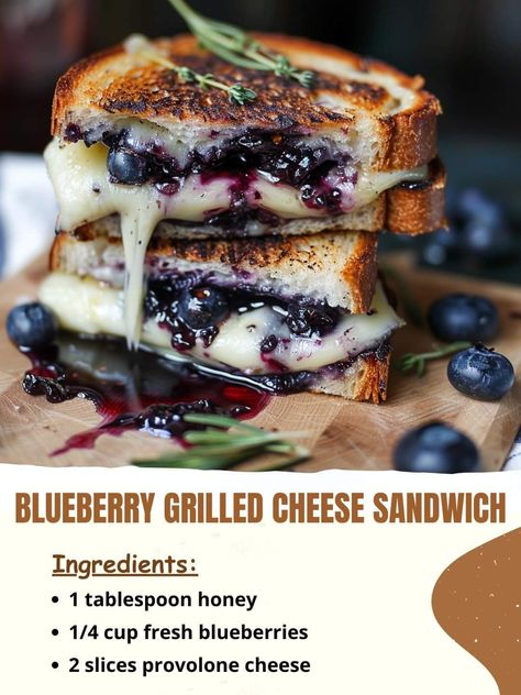 Blueberry Grilled Cheese, Grilled Cheese Recipes Gourmet, Fancy Grilled Cheese, Sandwhich Recipes, Gourmet Grilled Cheese, Bread Sourdough, Sandwich Ingredients, Grilled Cheese Recipes, Provolone Cheese