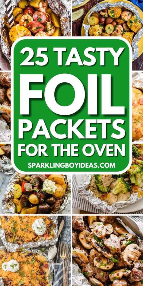 Foil packets for the oven make mealtime a breeze. Explore easy oven foil packet recipes like chicken foil packets, vegetarian oven foil packets, garlic butter shrimp foil packets, and foil packet seafood dinners. Also, try shrimp foil packets and oven-baked salmon foil packets. Enjoy healthy oven-foil packet meals with seasonal vegetable foil packets or lemon pepper foil packet dinners. From BBQ chicken foil packets to Mediterranean fish foil packets, these foil packet recipes are awesome. Foil Oven Dinners, Foil Wraps In Oven, Summer Foil Packet Dinners, Foil Packet Dinners Oven, Foil Meals Oven Dinners, Vegetable Foil Packet Oven, Shrimp Packets Oven, Chicken In Foil Packets Ovens, Shrimp Foil Packets For The Oven