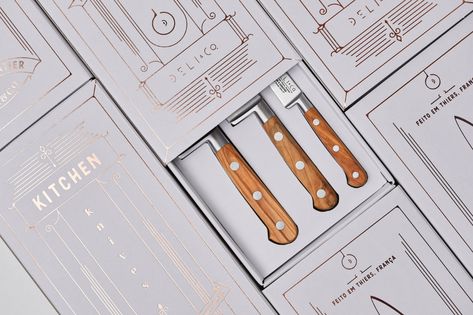 Deli&Co. Kitchen Knives on Behance Knife Packaging, Cookware Packaging, Butcher Knife, Year 7, Packing Design, Craft Business, Branding Inspiration, Brand Packaging, Design Agency