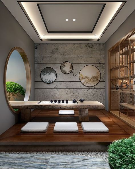 Zen Interior Design Living Room, Asian Zen Interior Design, Ideas For Wall Decoration, Zen Interior Design, Japanese Style Interior, Modern Japanese Interior, Asian Interior Design, Zen Interiors, Asian House