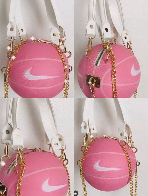 Chic Baddie Pink Basketball Bag Baddie Purses, Baddie Bags, Basketball Purse, Chic Baddie, Pink Basketball, Fluffy Bag, Basketball Bag, Bola Basket, Bling Bags