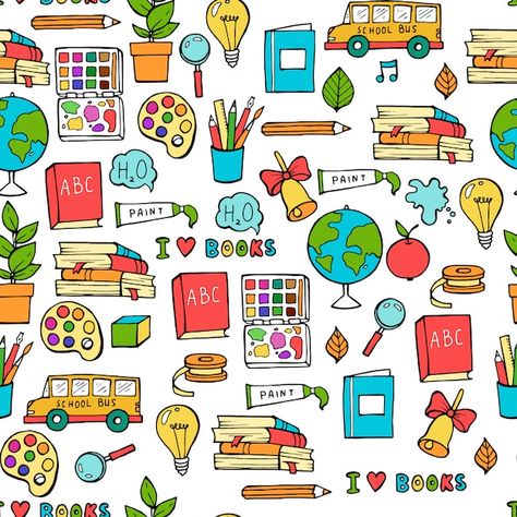 Back To School Pattern, School Pattern, Abc School, Creative Elements, Art Supply Organization, School Supplies Organization, School Icon, School Clipart, Diy School Supplies