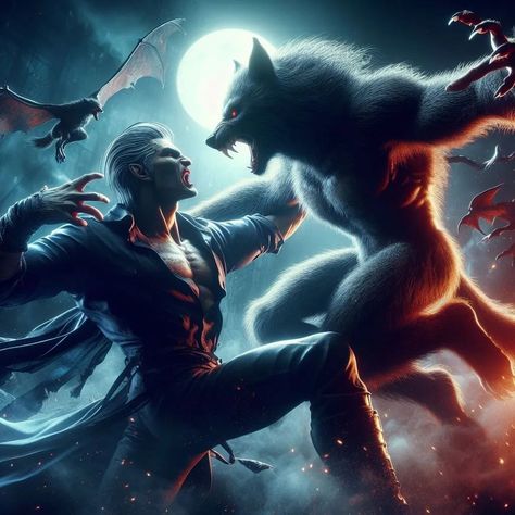 Dive into the heart of darkness with the most epic battle of all time! Vampires and werewolves collide in a thrilling showdown that will leave you on the edge of your seat. Don't miss out on the action! #EpicBattle #VampiresVsWerewolves #SupernaturalShowdown #InstaEpic #FantasyFight #VampireWar #WerewolfClash #InstaDrama #BattleOfLegends Vampire X Werewolf, Alex Volkov, Dark Vampire, Heart Of Darkness, Vampire Pictures, Epic Battle, Werewolf Art, Vampires And Werewolves, Skull Artwork