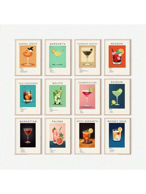 1pc Vintage Cocktail Poster, Impressive Cartaz, Mojito Retro Canvas Painting, Aperol Spritz, Minimalist Alcohol Wall Art, Bar Car Decor, Unframed Multicolor Scandinavian   Canvas Letter,Fruit&Vegetable Unframed Painting   Home Decor, size features are:Bust: ,Length: ,Sleeve Length: Retro Canvas Painting, Alcohol Wall Art, Alcohol Wall, Vintage Garden Parties, Cocktail Poster, Spicy Margarita, Canvas Letters, Art Bar, Home Decor Paintings