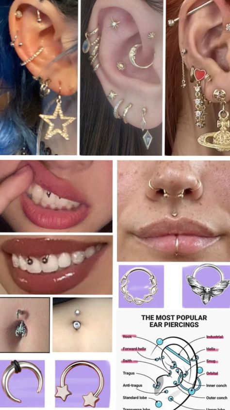 #piercinginspo #cutebutsimple Types Of Piercings, Ear Piercings, Piercings