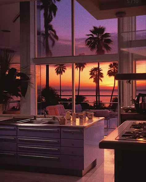 Miami Modern House, 80s Miami Home Decor, Miami Vice House Aesthetic, Miami Core Aesthetic, Miami House Aesthetic, 80s Miami Apartment, 80s Miami House, Miami In The 80s, 80s Aesthetic Home