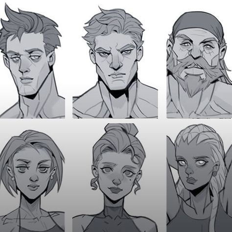 Character Design Face Shape, Mean Characters Design, Shape Design Character, Men Head Drawing, Glasses On Top Of Head, Face Shapes Art, Face Shapes Reference, Cartoon Face Shapes, How To Draw Shoulders