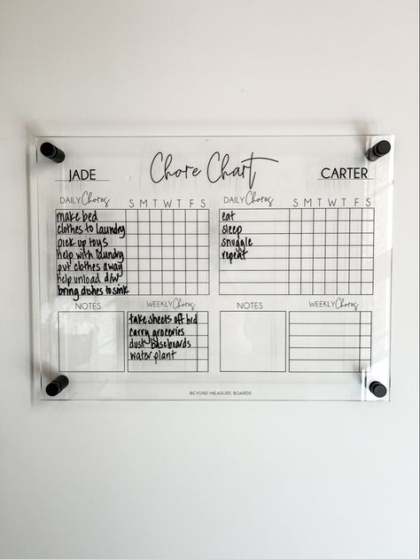 College Apartment Chore Chart, Organisation, Chore Chart Acrylic, Chore Organization Board, Acrylic Chore Chart Diy, Chore Chart Aesthetic, Cute Chore Chart, White Board Chore Chart Ideas, Chores Board Ideas