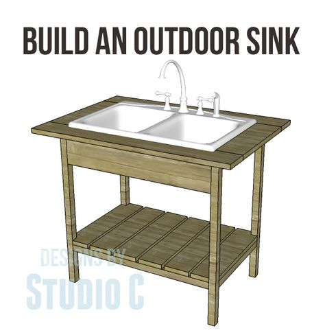 DIY Project Plan: Build an Outdoor Sink (Part One) via @deanna hughes Johnson by Studio C Diy Outdoor Sink, Door Sink, Sink Stand, Outside Sink, Kitchen Sink Diy, Outdoor Sink, Outdoor Kitchen Sink, Garden Sink, Diy Projects Plans