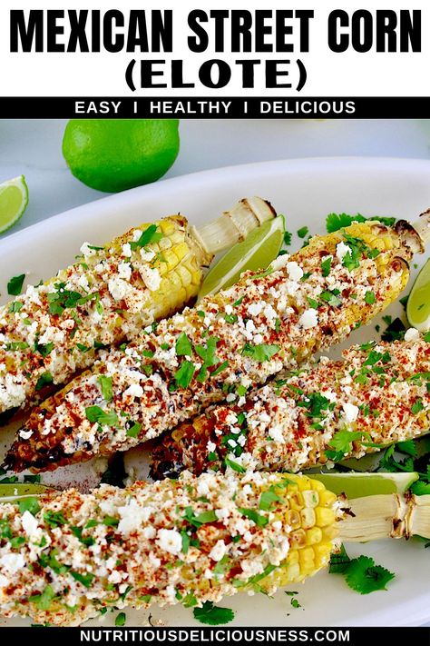 This recipe for Mexican Street Corn (Elote) features deliciously grilled corn on the cob slathered with zesty crema. Topped with cotija cheese, paprika, and cilantro, every bite is a fresh fiesta of flavor. Mexican Street Corn Elote, Corn Elote, Elote Recipe, Grilled Corn On The Cob, Mexican Street Corn, Cotija Cheese, Street Corn, Mexican Street, Corn On The Cob