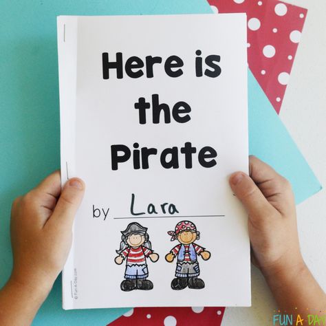 Use this pirate printable book to practice a variety of early literacy skills with preschool and kindergarten kids. It's perfect for your next pirate theme, or as part of your Talk Like a Pirate Day activities. Get your own copy of the pirate emergent reader by clicking on the Fun-A-Day.com link. Pirate Day Activities, Pirate Activities Preschool, Pirate Snacks, Pirate Preschool, Pirate Printables, Pirate Week, Literacy Activities Preschool, Pirate Activities, Talk Like A Pirate Day