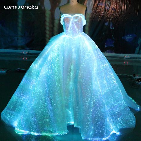 Wholesale 2020 New Arrival Wedding Bridal Gown Glow in the Dark Light up Luminous Glowing LED Fiber Optic Wedding Dress From m.alibaba.com Glow In The Dark Dress, Light Up Dresses, Dark Dress, Cute Prom Dresses, Pretty Prom Dresses, Fairytale Dress, Beauty Dress, Up Wedding, Wedding Dresses For Sale