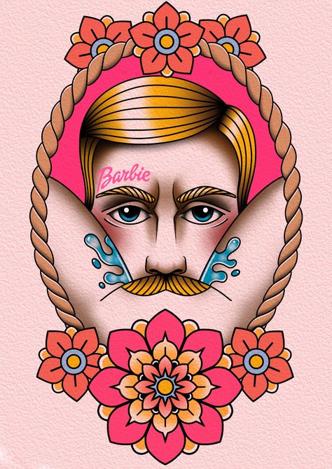 A3 size 250gsm paper print  Barbie traditional tattoo print Cute Tattoo Ideas Drawings, Blonde Traditional Tattoo, Neo Traditional Design Drawings, Colorful Eye Tattoo, Asian Pinup Tattoo, Neo Traditional Tattoo Drawings, Ink Drawing Tattoo, Neo Traditional Tattoos Color, Specimen Jar Tattoo