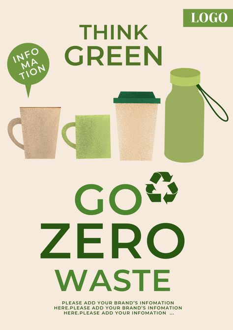 Environmentally friendly cups can be recycled zero waste flyer poster#pikbest#Templates Protect Environment Poster, Product Graphic Design Poster, Recycle Campaign, Sustainability Poster, Food Waste Poster, Recycling Poster, Zero Waste Design, Food Sustainability, Bring Your Own Cup