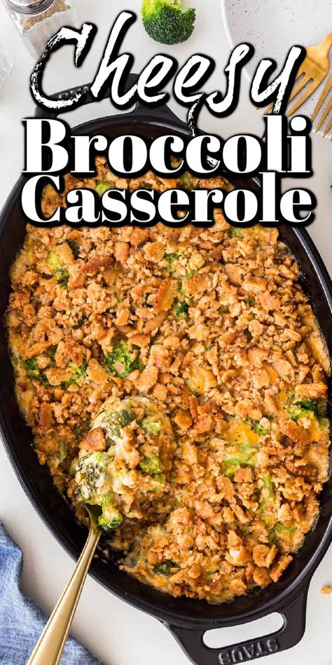 This Traditional Cheesy Broccoli Casserole is like mom would make for the holidays or Sunday supper. It is a pure comfort vegetable. Brussel Sprouts And Butternut Squash, Thanksgiving Side Dish Ideas, Potatoes Brussel Sprouts, Side Dishes For A Crowd, Dishes For A Crowd, Chicken Chilli, Homemade Slaw, Side Dish Ideas, Cheesy Broccoli Casserole