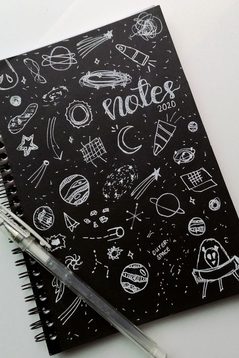 Space Notebook Cover, Diary Covers Design, Doodle Notebook Cover, Creative Notebook Cover Design Ideas, Creative Note Book Cover Designs, Diary Cover Painting, Notebook Ideas Cover Design Diy, Diary Cover Design Diy, Art Book Front Cover Ideas