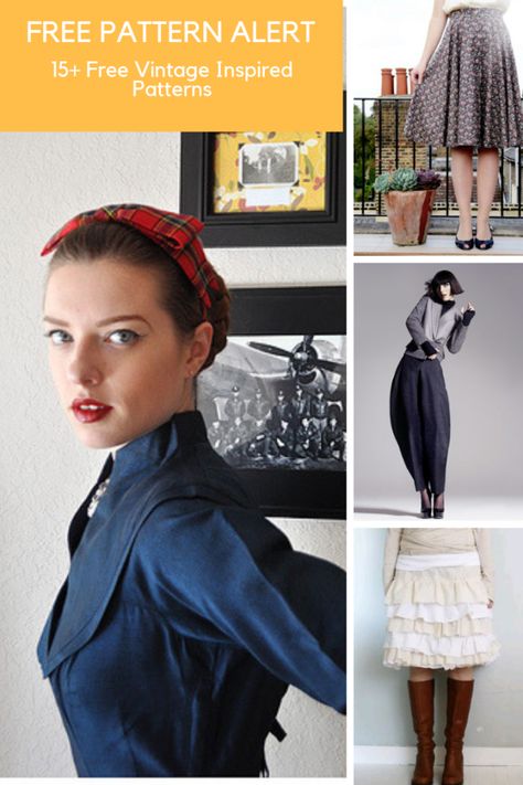 15+ Vintage-Inspired Sewing Patterns You Can Download for Free Vintage Pdf Sewing Patterns, Vintage Inspired Sewing Patterns, Free Vintage Dress Patterns, Fun Sewing Patterns Free, Free Vintage Sewing Patterns For Women, Winter Sewing Patterns Women, Trendy Sewing Patterns Free, Free Sewing Patterns For Women Printable, Vintage Dress Patterns Free