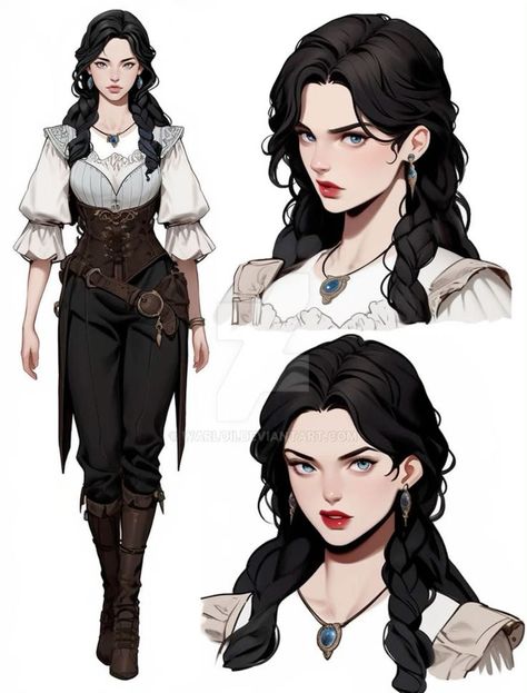 Hanzo Nijijourney Showcase (AI) Yennefer Cosplay, Medieval Outfit, Anton Chekhov, Pirate Outfit, Fantasy Props, 캐릭터 드로잉, Sketch Inspiration, Art Style Inspiration, Noragami