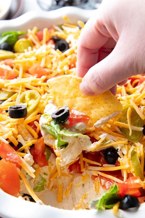 Taco Chip Dip Recipes, Taco Cream Cheese Dip, Surprise Dip Cream Cheese, Cream Cheese Salsa Dip Layered, 7 Layer Dip With Cream Cheese, Sour Cream Mexican Dip, Taco Appetizer Recipes, Taco Salad Dip Recipe, Housewarming Snacks