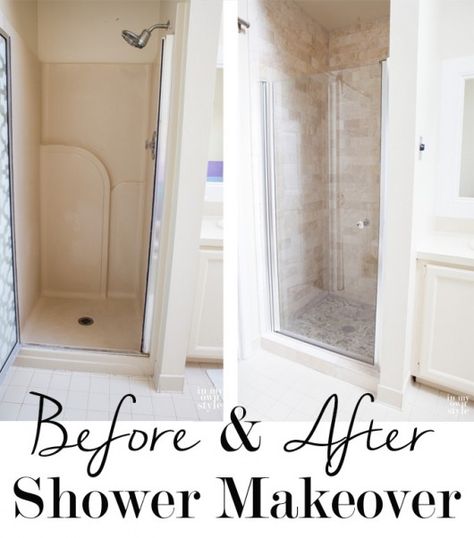 Check out this shower makeover using discounted travertine stone tiles from Floor & Decor. Shower Makeover, Makeover Kamar Mandi, Master Bath Shower, Master Shower, Small Showers, Bad Inspiration, Casa Vintage, Master Bath Remodel, Travertine Stone