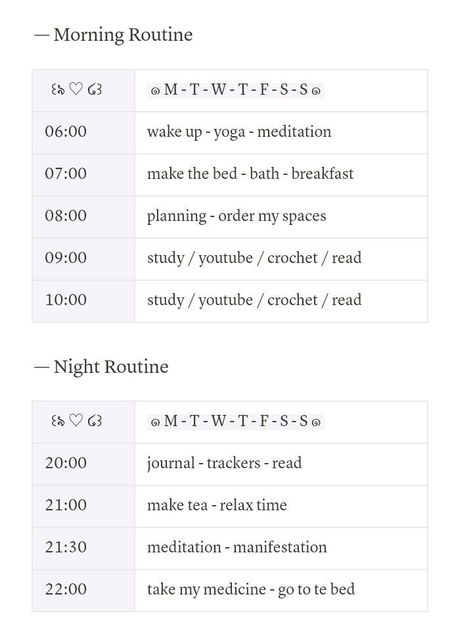 Morning routine - Night routine /Notion Notion Template Morning Routine, Notion Affirmation Page, Notion Daily Routine Template, Notion Routine Ideas, Notion Schedule Idea, Notion Self Care Templates, Notion Daily Routine, Notion Routine Template, Night Routine Notion