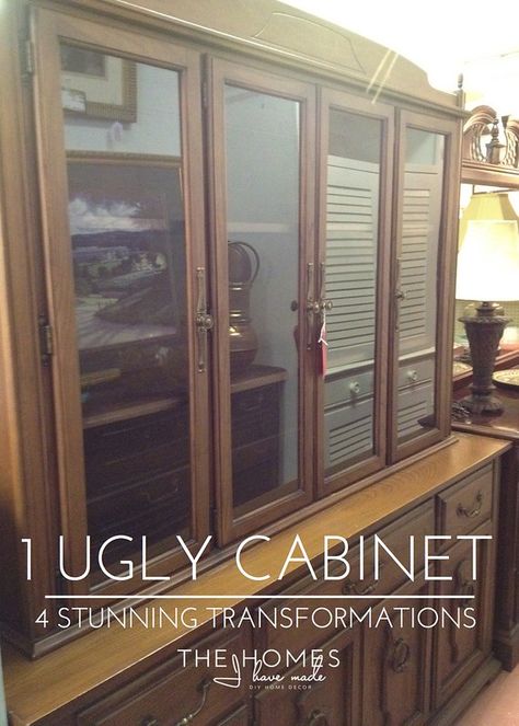 Restored Furniture Ideas, Refinished China Cabinet, Curio Cabinet Makeover, China Cabinet Makeovers, Reuse Furniture, Repurposed China Cabinet, China Hutch Makeover, Glass China Cabinet, China Cabinet Redo