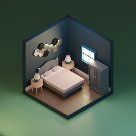 Isometric bedroom Bedroom Isometric, Portfolio, Bedroom