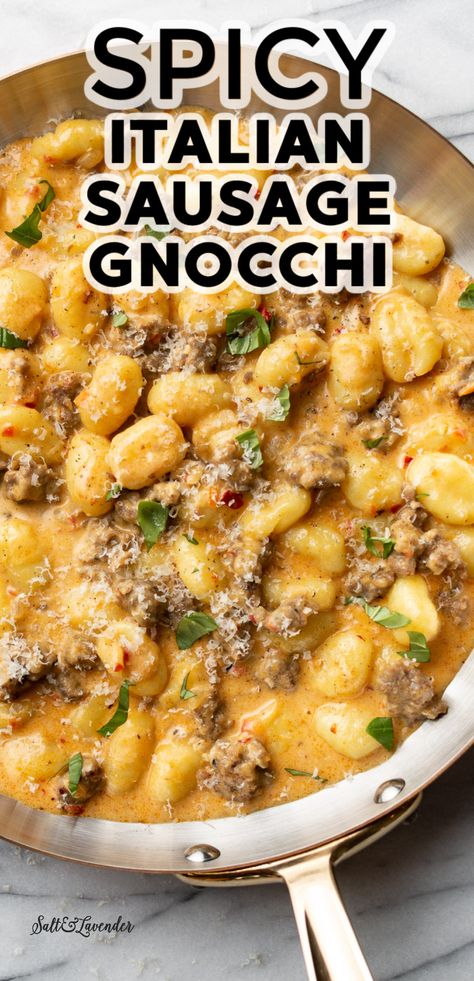 Gnocchi With Italian Sausage, Italian Sausage Gnocchi, Sausage Gnocchi, Gnocchi Recipes Easy, Gnocchi Dishes, Spicy Italian Sausage, Italian Sausage Recipes, Sausage Dishes, Gnocchi Recipes