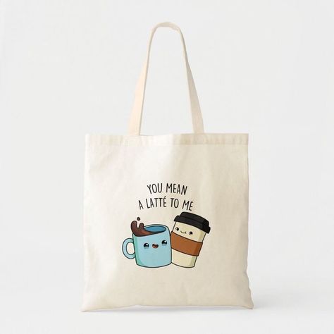 Funny Hand Embroidery, Diy Tote Bag Design, Coffee Puns, Handpainted Tote Bags, Funny Tote Bags, Hand Painted Clothing, Creative Gifts For Boyfriend, Painted Tote, Brown Tote Bag